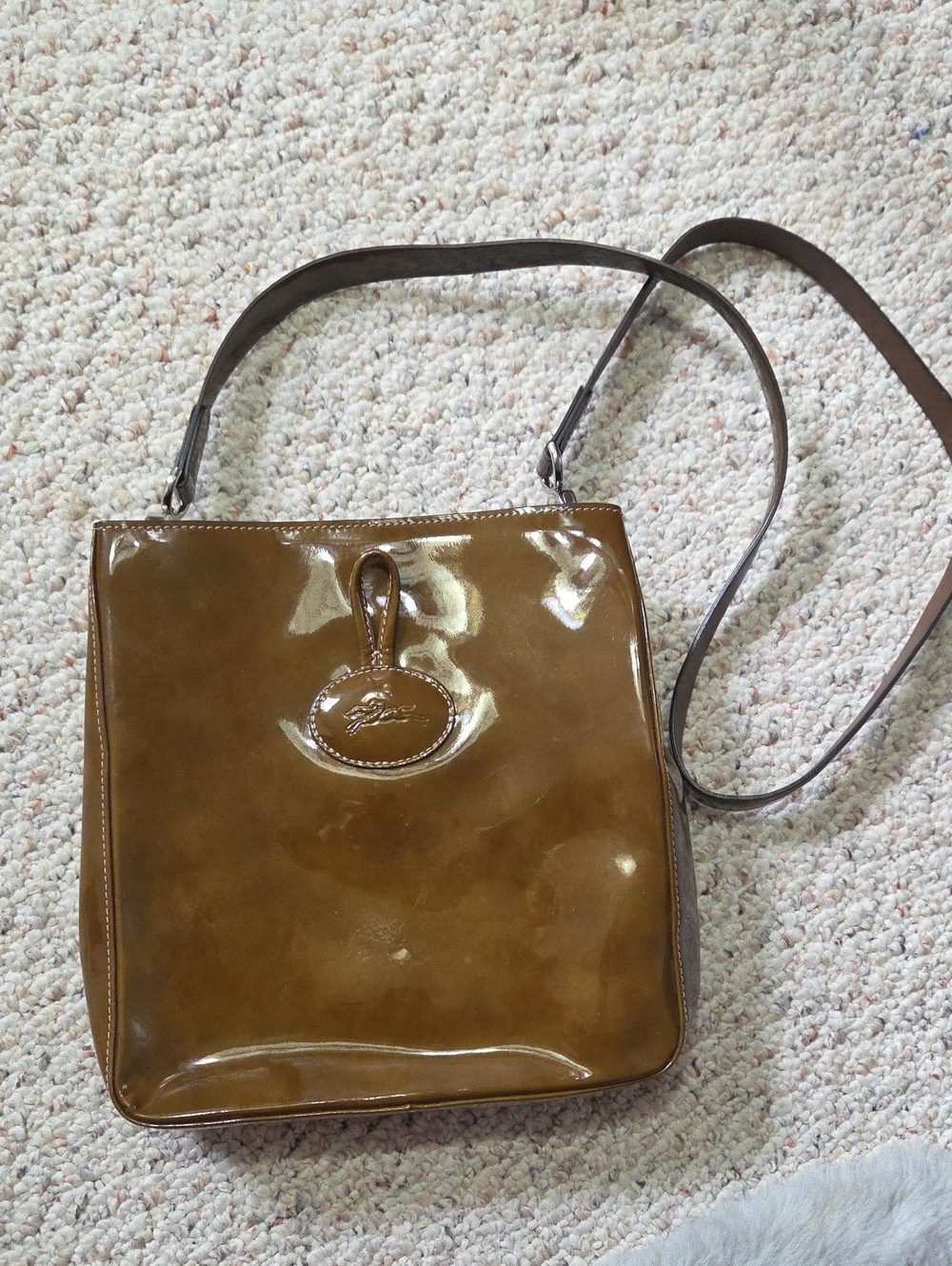 Authentic LongchampRoseau patent leather crossbody bag